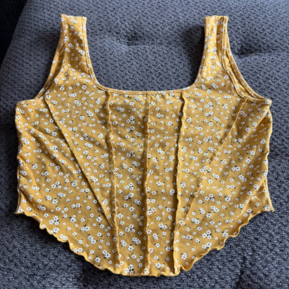 Yellow Flower print corset tank top